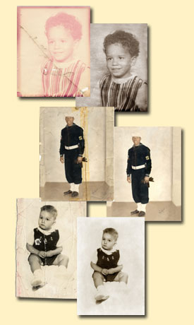 A collage of photos restored by Bultman Studios
